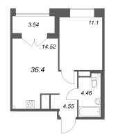 1 ккв № 61 Корп.: Б4 , Секция 3  в ЖК Ранта Резиденс