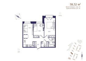3 ккв (Евро) № 27 Корп.: В5 , Секция 1  в ЖК Ранта Резиденс