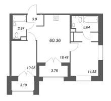 3 ккв (Евро) № 57 Корп.: Б4 , Секция 3  в ЖК Ранта Резиденс