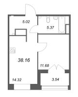 1 ккв № 20 Корп.: Б1 , Секция 1  в ЖК Ранта Резиденс