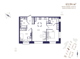 3 ккв (Евро) № 16 Корп.: В4 , Секция 1  в ЖК Ранта Резиденс