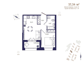 2 ккв (Евро) № 17 Корп.: В4 , Секция 1  в ЖК Ранта Резиденс