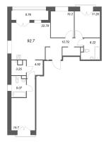 4 ккв (Евро) № 14 Корп.: Б1 , Секция 1  в ЖК Ранта Резиденс