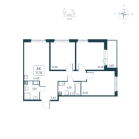 3 ккв № 82 Корп.: 2.2 (монолитный) Уч. 2141.2 , Секция 1  в ЖК Расцветай в Янино