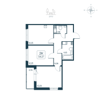 2 ккв № 122 Корп.: 2.1 (монолитный) Уч. 2141.1 , Секция 2  в ЖК Расцветай в Янино