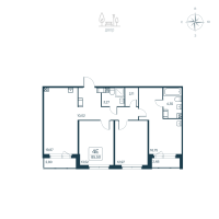 4 ккв (Евро) № 182 Корп.: 2.1 (монолитный) Уч. 2141.1 , Секция 2  в ЖК Расцветай в Янино