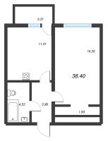 1 ккв № 117 Корп.: 2121.2 , Секция 2  в ЖК Расцветай в Янино