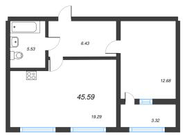 2 ккв (Евро) № 5 Корп.: 2121.2 , Секция 1  в ЖК Расцветай в Янино