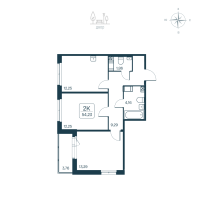 2 ккв № 169 Корп.: 2.2 (монолитный) Уч. 2141.2 , Секция 2  в ЖК Расцветай в Янино