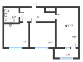 2 ккв № 231 Корп.: 2126.2 , Секция 3  в ЖК Расцветай в Янино