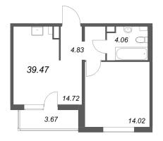 1 ккв № 217 Корп.: 2141.4 , Секция 3  в ЖК Расцветай в Янино