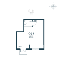 К. пом № 1к.2 Корп.: 2.2 (монолитный) Уч. 2141.2 , Секция 2  в ЖК Расцветай в Янино