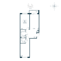 3 ккв (Евро) № 16 Дом: 2.2 Корп.: 2141.2 , Секция 1  в ЖК Расцветай в Янино