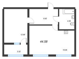 2 ккв (Евро) № 179 Корп.: 2121.2 , Секция 2  в ЖК Расцветай в Янино