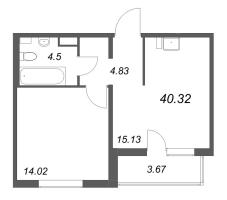 1 ккв № 235 Корп.: 2.2 (монолитный) Уч. 2141.2 , Секция 4  в ЖК Расцветай в Янино