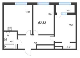 3 ккв (Евро) № 151 Корп.: 2121.1 , Секция 2  в ЖК Расцветай в Янино