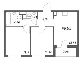 2 ккв № 226 Корп.: 2.2 (монолитный) Уч. 2141.2 , Секция 3  в ЖК Расцветай в Янино