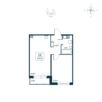 2 ккв (Евро) № 132 Корп.: 2.2 (монолитный) Уч. 2141.2 , Секция 2  в ЖК Расцветай в Янино