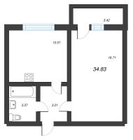 1 ккв № 138 Корп.: 2126.2 , Секция 2  в ЖК Расцветай в Янино