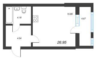 Студия № 224 Корп.: 1.1 (монолитный) Уч. 2121.1 , Секция 3  в ЖК Расцветай в Янино