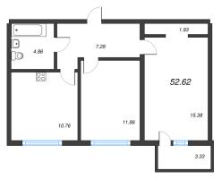 2 ккв № 187 Корп.: 2121.2 , Секция 2  в ЖК Расцветай в Янино