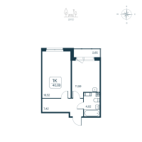1 ккв № 163 Корп.: 2.2 (монолитный) Уч. 2141.2 , Секция 2  в ЖК Расцветай в Янино