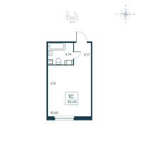 Студия № 4 Корп.: 2.1 (монолитный) Уч. 2141.1 , Секция 1  в ЖК Расцветай в Янино