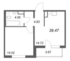 1 ккв № 245 Корп.: 2141.4 , Секция 4  в ЖК Расцветай в Янино