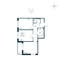2 ккв № 113 Корп.: 2.1 (монолитный) Уч. 2141.1 , Секция 2  в ЖК Расцветай в Янино