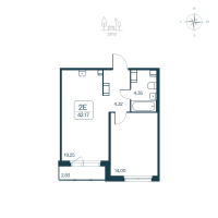 2 ккв (Евро) № 5 Корп.: 2.1 (монолитный) Уч. 2141.1 , Секция 1  в ЖК Расцветай в Янино