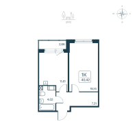 1 ккв № 116 Корп.: 2.1 (монолитный) Уч. 2141.1 , Секция 2  в ЖК Расцветай в Янино