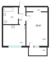 1 ккв № 147 Корп.: 2121.2 , Секция 2  в ЖК Расцветай в Янино