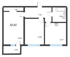 2 ккв № 61 Корп.: 2121.2 , Секция 1  в ЖК Расцветай в Янино