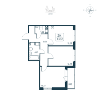 2 ккв № 47 Корп.: 2.2 (монолитный) Уч. 2141.2 , Секция 1  в ЖК Расцветай в Янино