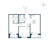 3 ккв (Евро) № 111 Корп.: 2.1 (монолитный) Уч. 2141.1 , Секция 2  в ЖК Расцветай в Янино