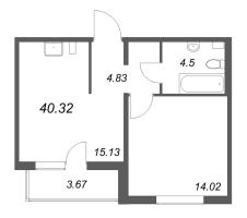 1 ккв № 202 Корп.: 2141.4 , Секция 3  в ЖК Расцветай в Янино