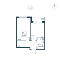 1 ккв № 115 Корп.: 2.1 (монолитный) Уч. 2141.1 , Секция 2  в ЖК Расцветай в Янино