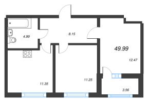 2 ккв № 253 Корп.: 2121.1 , Секция 3  в ЖК Расцветай в Янино