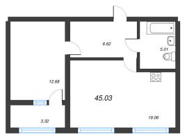 2 ккв (Евро) № 135 Корп.: 2121.2 , Секция 2  в ЖК Расцветай в Янино