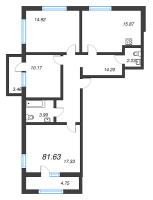 3 ккв № 45 Корп.: 2126.1 , Секция 1  в ЖК Расцветай в Янино