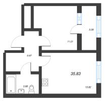 1 ккв № 109 Корп.: 2126.1 , Секция 2  в ЖК Расцветай в Янино