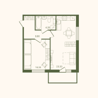 2 ккв (Евро) № 4 Корп.: 3 , Секция 1  в ЖК Рауни