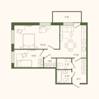 3 ккв (Евро) № 20 Корп.: 3 , Секция 1  в ЖК Рауни
