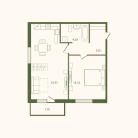 2 ккв (Евро) № 107 Корп.: 3 , Секция 1  в ЖК Рауни