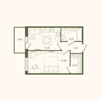 1 ккв № 8 Корп.: 3 , Секция 1  в ЖК Рауни
