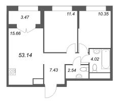 3 ккв (Евро) № 514 Корп.: 1 , Секция 3  в ЖК Речной квартал