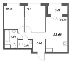 3 ккв (Евро) № 269 Корп.: 1 , Секция 2  в ЖК Речной квартал