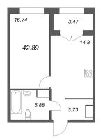1 ккв № 432 Корп.: 1 , Секция 3  в ЖК Речной квартал