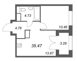 1 ккв № 13 Корп.: 1 , Секция 1  в ЖК Речной квартал