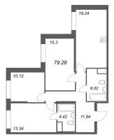4 ккв (Евро) № 27 Корп.: 1 , Секция 1  в ЖК Речной квартал